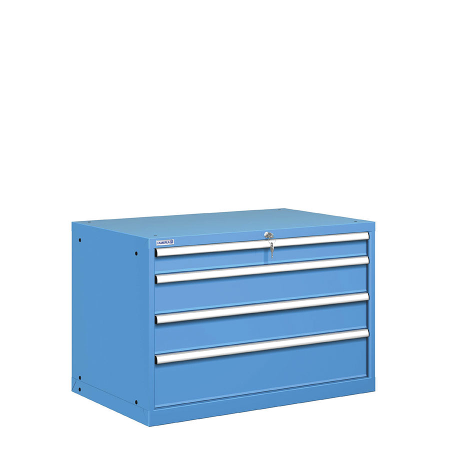 [020896] Cajonera metálica con 4 cajones - Dim.: 1023x725x700h mm - Azul ral 5012