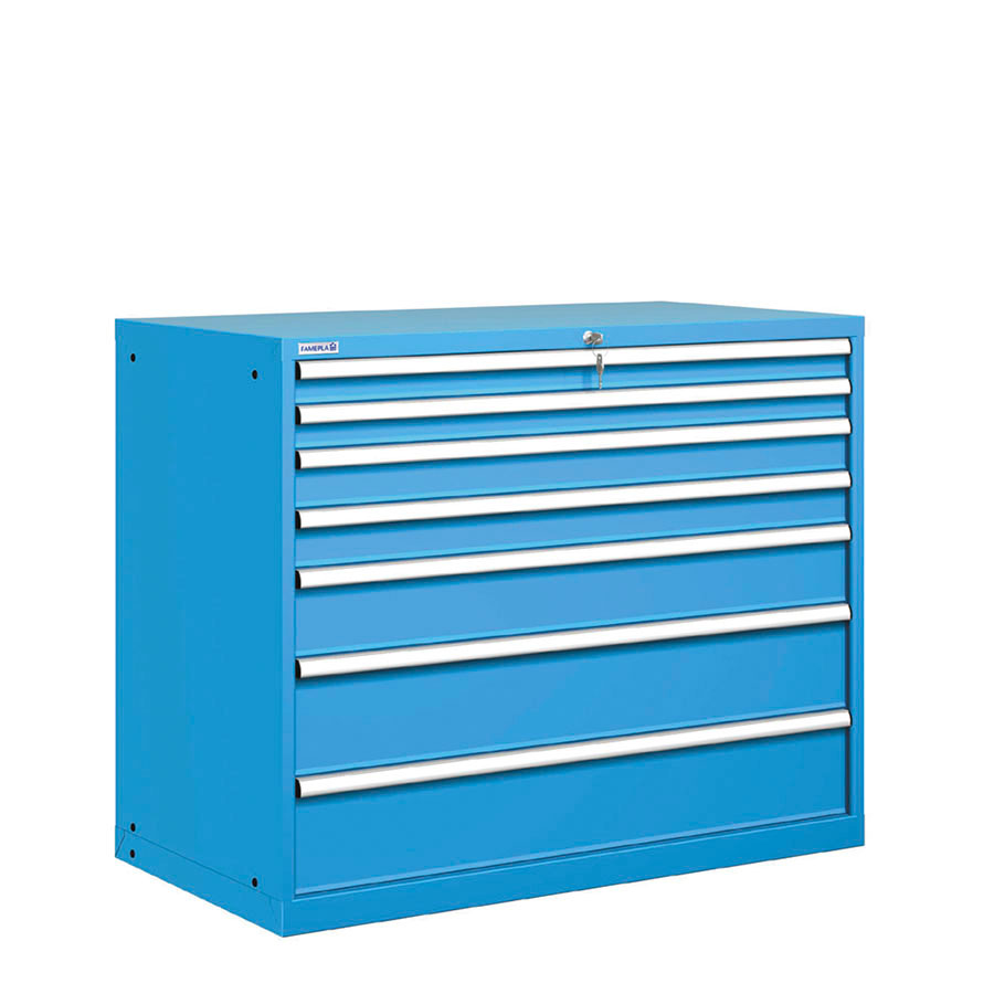 [020918] Cajonera metálica con 7 cajones - Dim.: 1193x725x1000h mm - Azul ral 5012