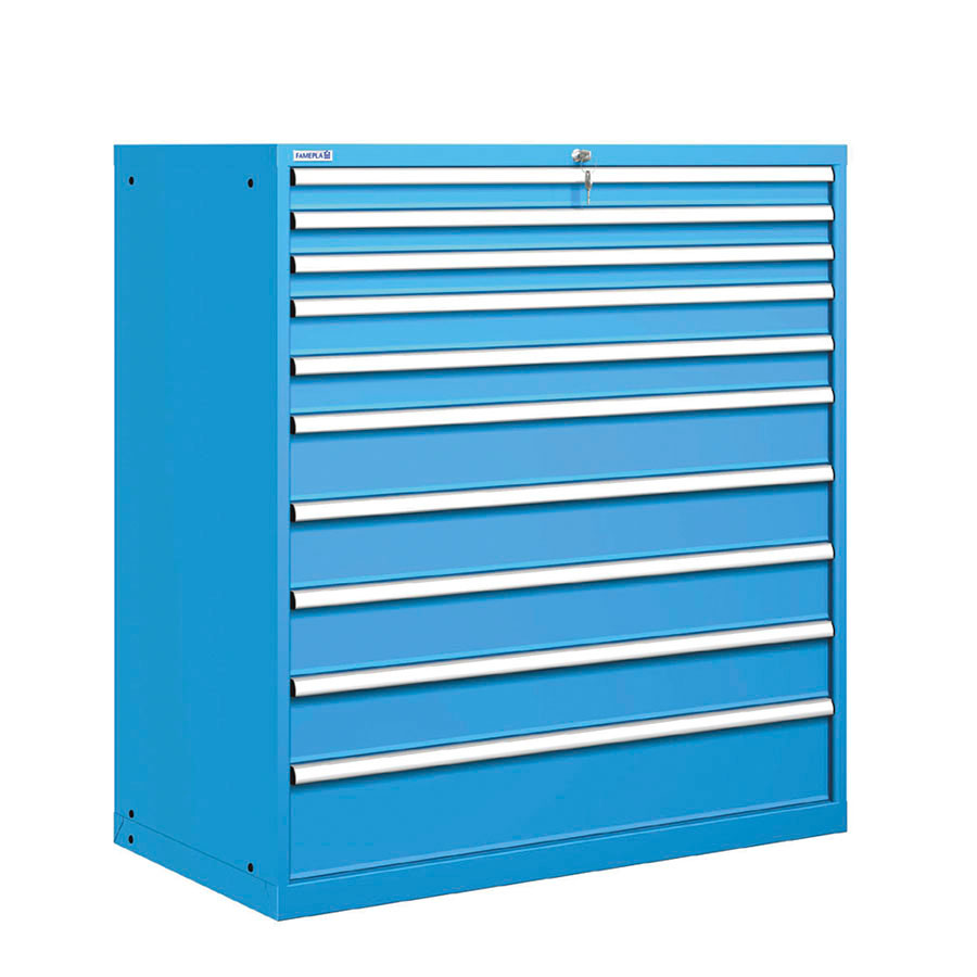 [020924] Cajonera metálica con 10 cajones - Dim.: 1193x725x1325h mm - Azul ral 5012