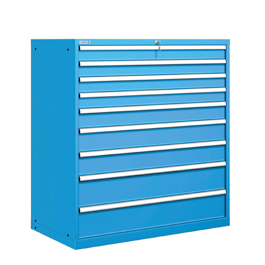 [020928] Cajonera metálica con 9 cajones - Dim.: 1193x725x1325h mm - Azul ral 5012