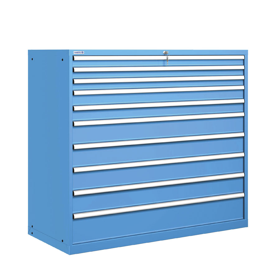 [020950] Cajonera metálica con 10 cajones - Dim.: 1431x725x1325h mm - Azul ral 5012