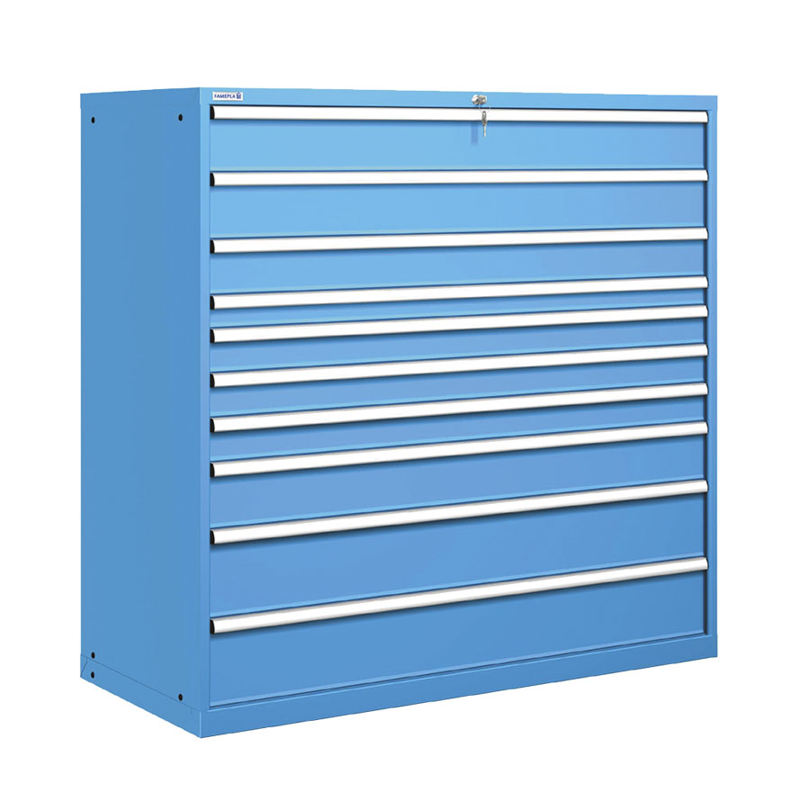 [020954] Cajonera metálica con 10 cajones - Dim.: 1431x725x1450h mm - Azul ral 5012