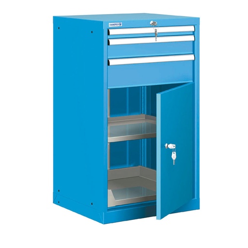 [020968] Cajonera metálica con 3 cajones - Dim.: 564x572x1000h mm - Azul ral 5012