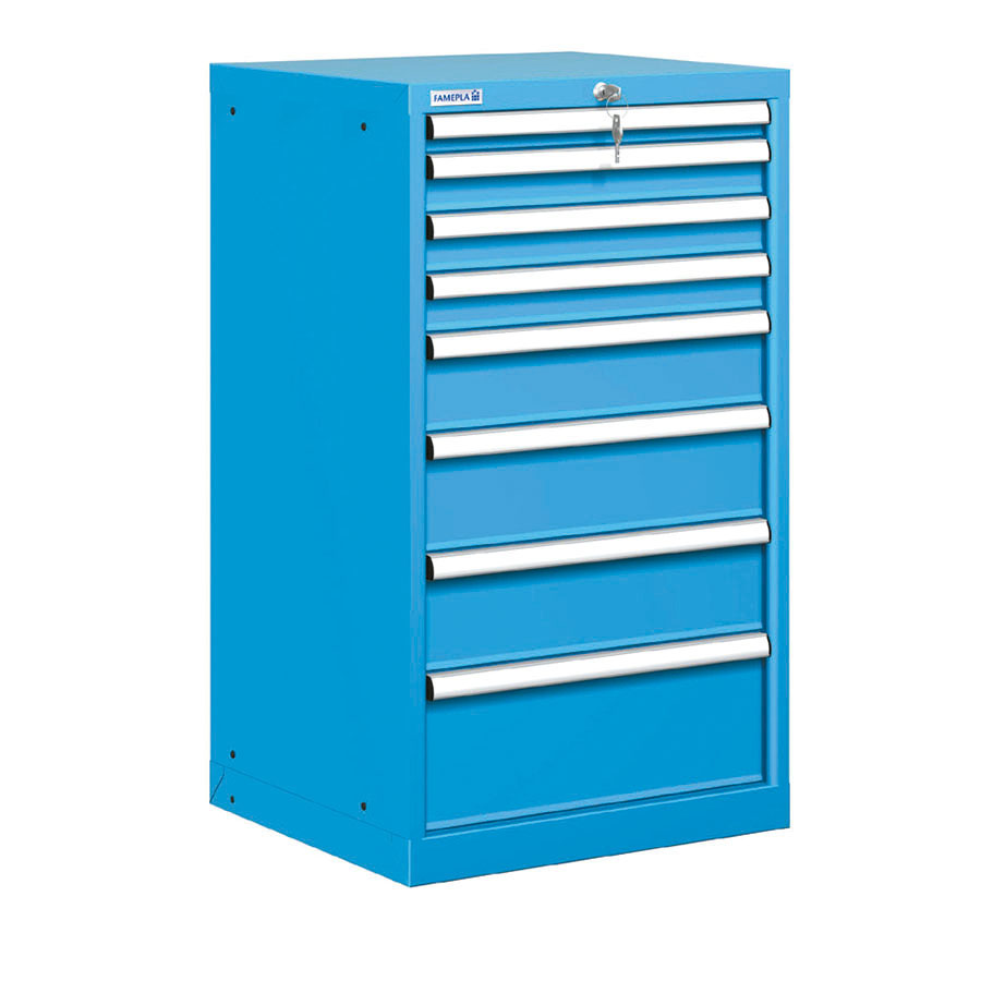[020986] Cajonera metálica con 8 cajones - Dim.: 564x572x1000h mm - Azul ral 5012