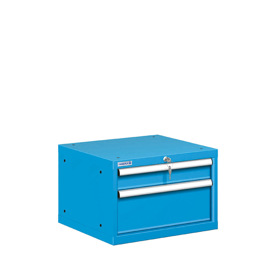 [021002] Cajonera metálica con 2 cajones - Dim.: 564x572x383h mm - Azul ral 5012