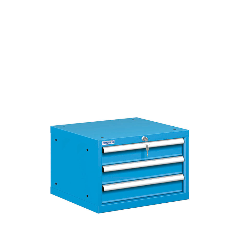 [021017] Cajonera metálica con 3 cajones - Dim.: 564x572x383h mm - Azul ral 5012