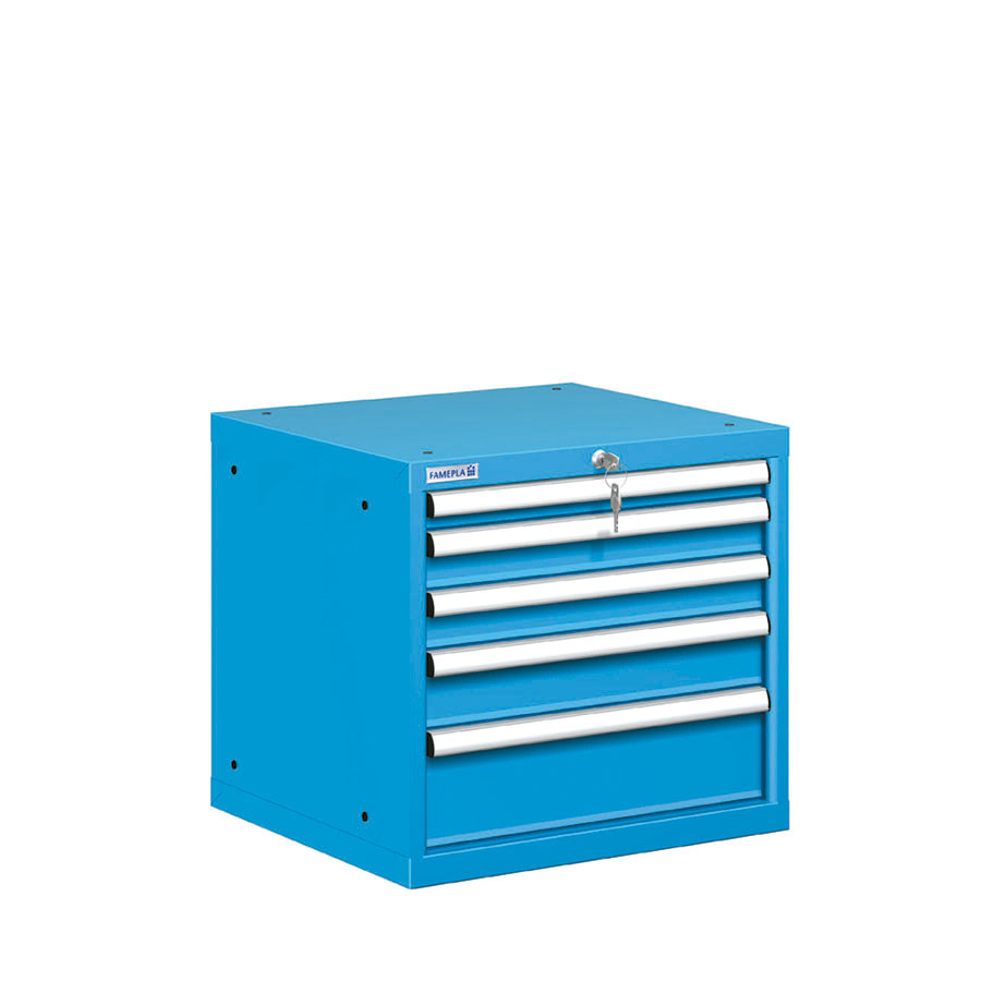 [021034] Cajonera metálica con 5 cajones - Dim.: 564x572x533h mm - Azul ral 5012