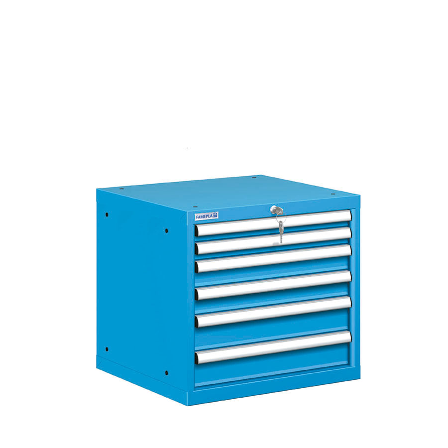 [021040] Cajonera metálica con 6 cajones - Dim.: 564x572x533h mm - Azul ral 5012