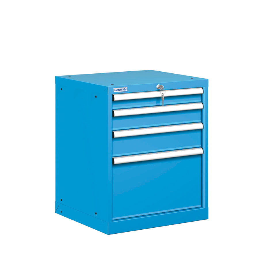 [021054] Cajonera metálica con 4 cajones - Dim.: 564x572x700h mm - Azul ral 5012