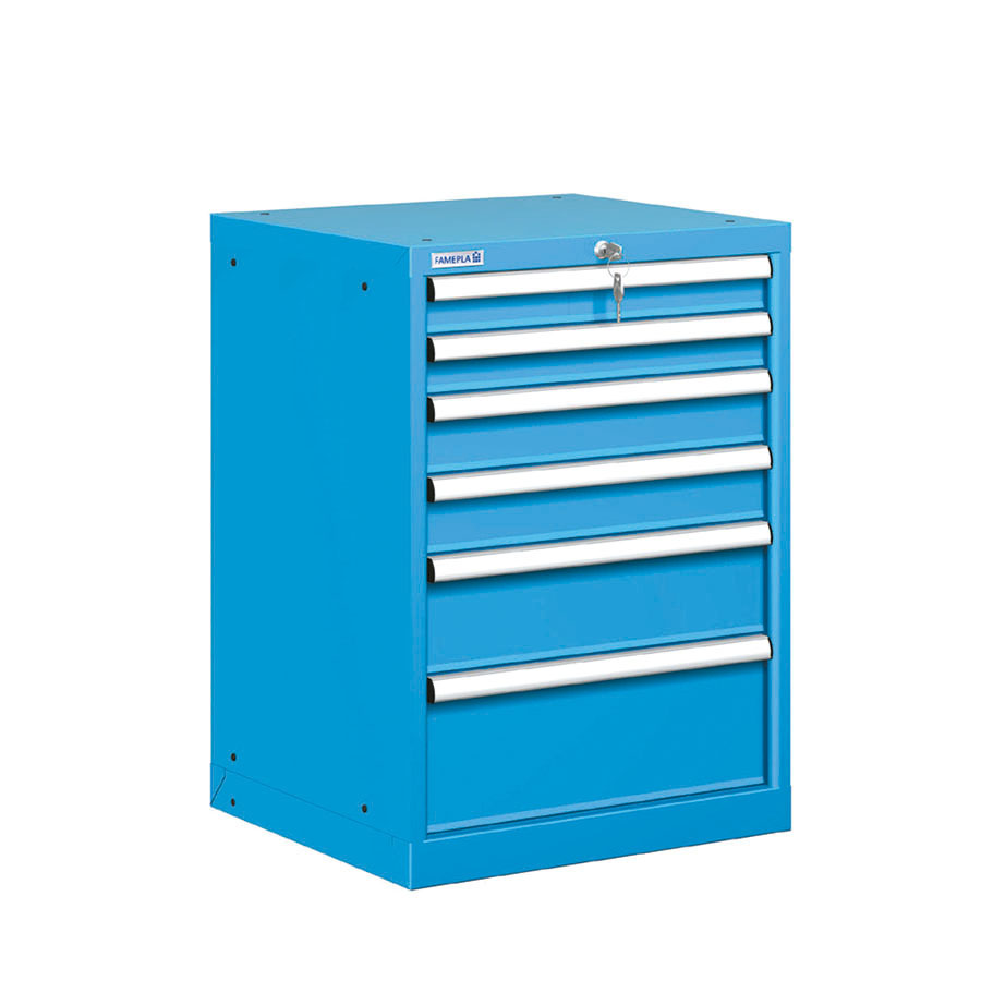 [021092] Cajonera metálica con 6 cajones - Dim.: 564x572x800h mm - Azul ral 5012