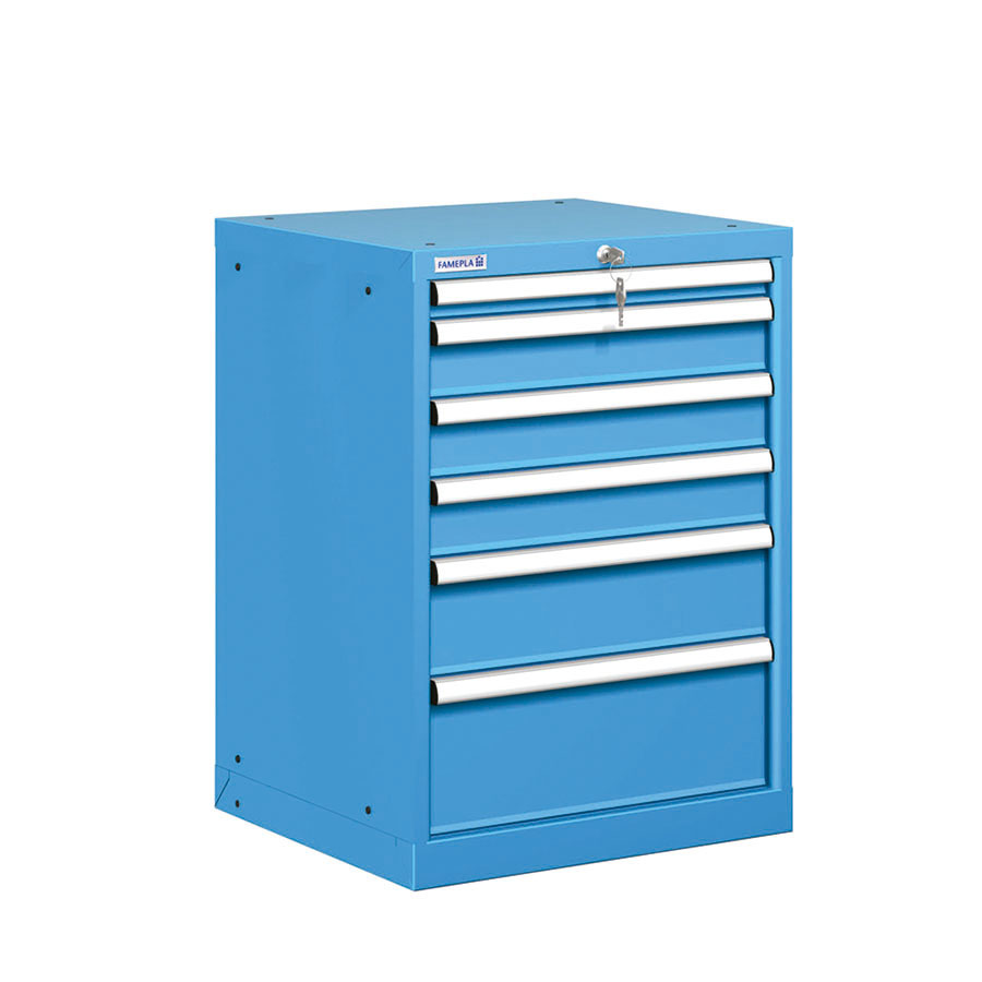 [021098] Cajonera metálica con 6 cajones - Dim.: 564x572x800h mm - Azul ral 5012