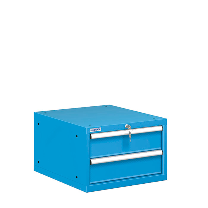 [021173] Cajonera metálica con 2 cajones - Dim.: 564x725x383h mm - Azul ral 5012