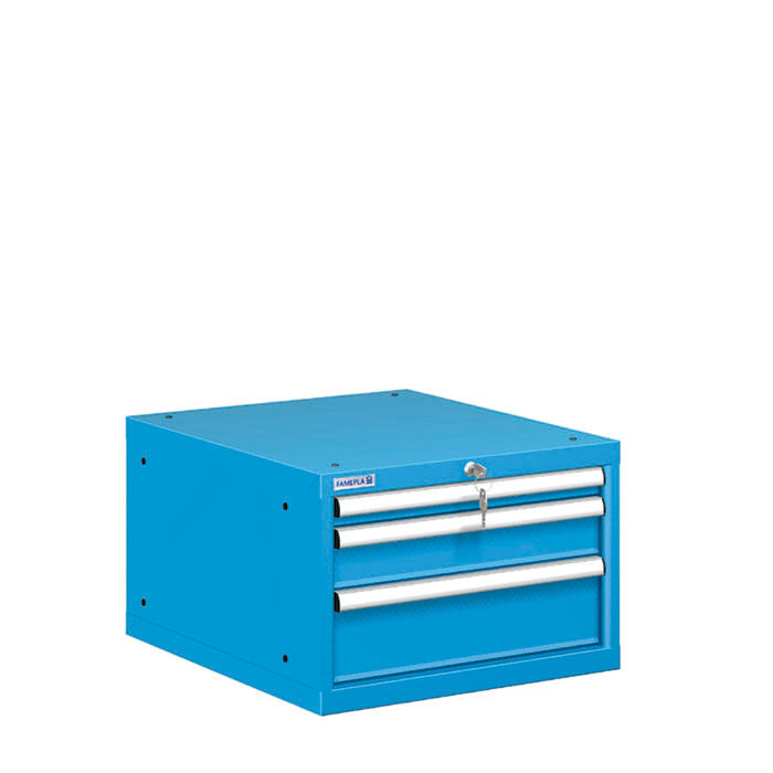 [021180] Cajonera metálica con 3 cajones - Dim.: 564x725x383h mm - Azul ral 5012