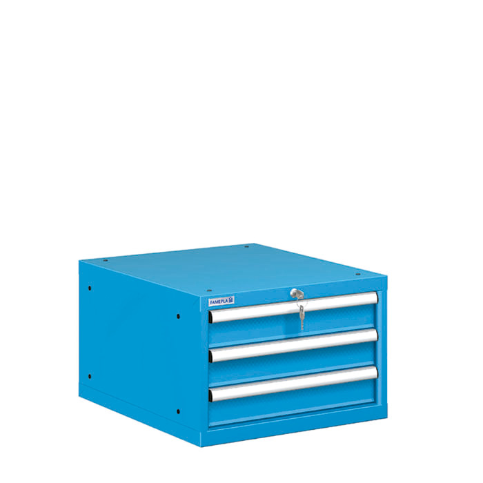 [021182] Cajonera metálica con 3 cajones - Dim.: 564x725x383h mm - Azul ral 5012