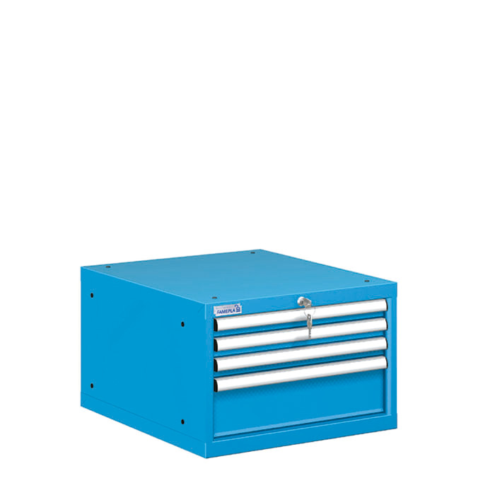 [021192] Cajonera metálica con 4 cajones - Dim.: 564x725x383h mm - Azul ral 5012