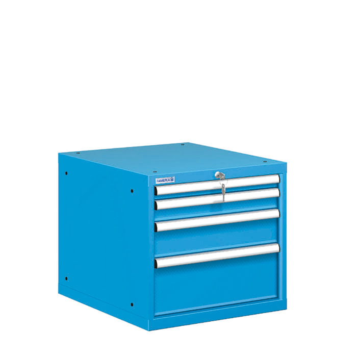 [021200] Cajonera metálica con 4 cajones - Dim.: 564x725x533h mm - Azul ral 5012