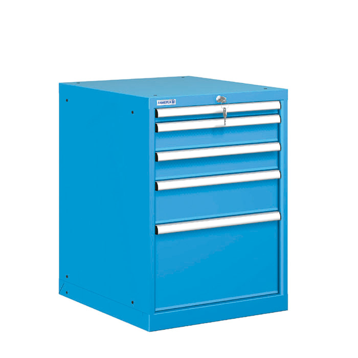 [021258] Cajonera metálica con 5 cajones - Dim.: 564x725x800h mm - Azul ral 5012