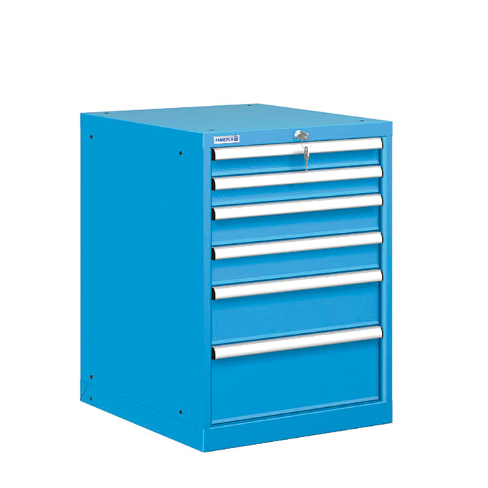 [021262] Cajonera metálica con 6 cajones - Dim.: 564x725x800h mm - Azul ral 5012