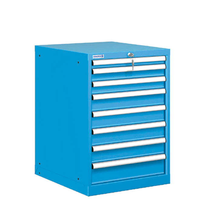 [021302] Cajonera metálica con 8 cajones - Dim.: 564x725x825h mm - Azul ral 5012