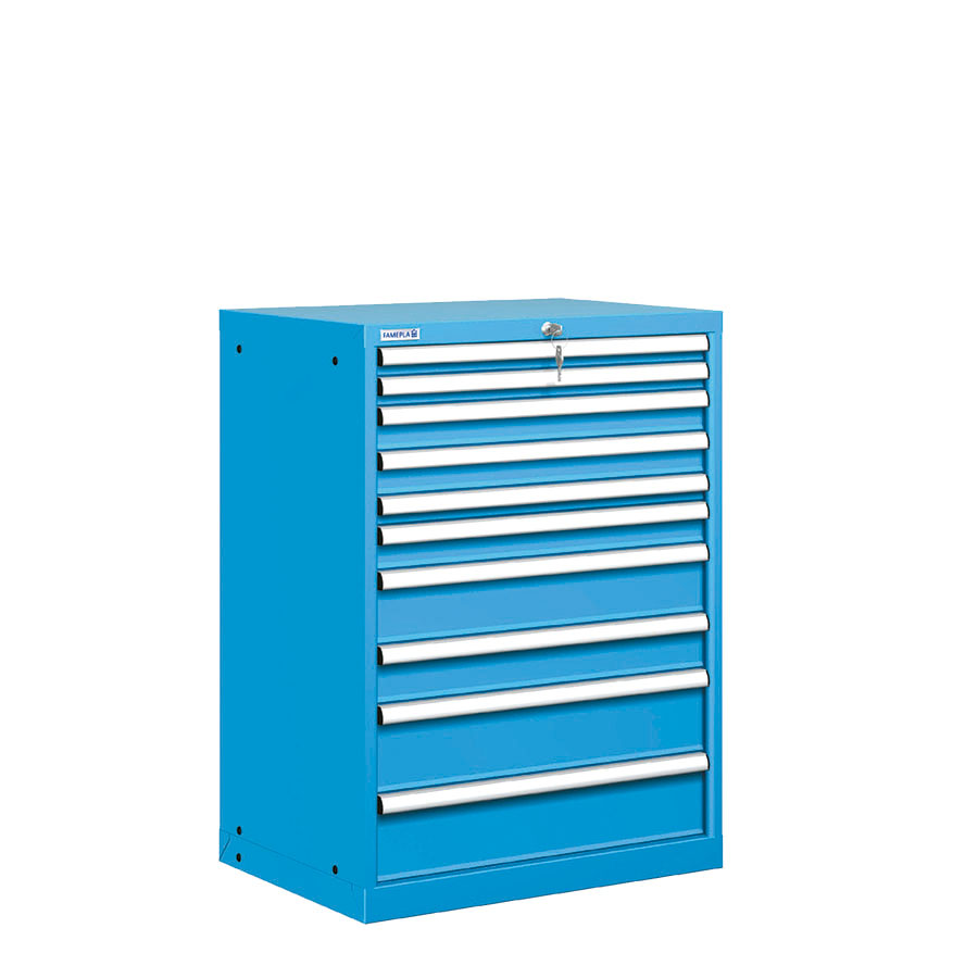 [021366] Cajonera metálica con 10 cajones - Dim.: 717x572x1000h mm - Azul ral 5012