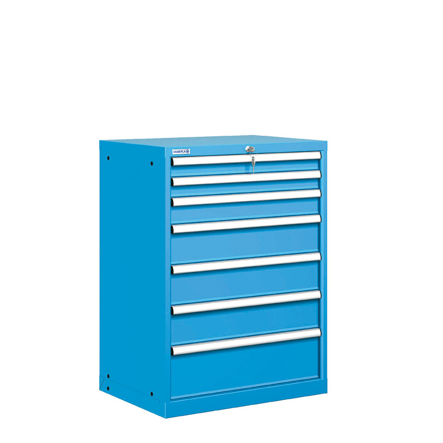 [021378] Cajonera metálica con 7 cajones - Dim.: 717x572x1000h mm - Azul ral 5012