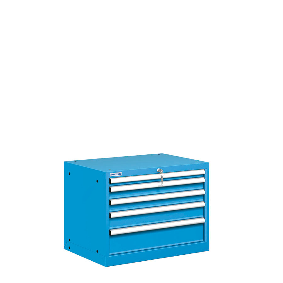 [021422] Cajonera metálica con 5 cajones - Dim.: 717x572x550h mm - Azul ral 5012