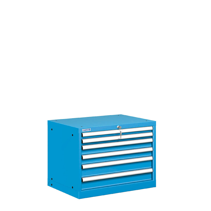 [021426] Cajonera metálica con 6 cajones - Dim.: 717x572x550h mm - Azul ral 5012