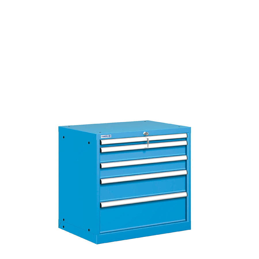 [021432] Cajonera metálica con 5 cajones - Dim.: 717x572x700h mm - Azul ral 5012