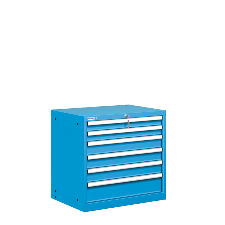 [021438] Cajonera metálica con 6 cajones - Dim.: 717x572x700h mm - Azul ral 5012