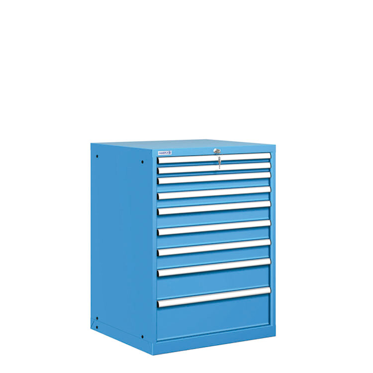 [021496] Cajonera metálica con 9 cajones - Dim.: 717x725x1000h mm - Azul ral 5012
