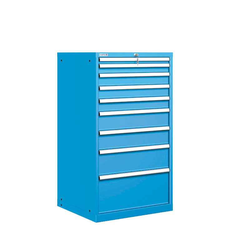 [021520] Cajonera metálica con 9 cajones - Dim.: 717x725x1325h mm - Azul ral 5012