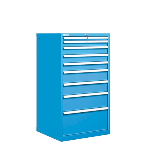 [021520] Cajonera metálica con 9 cajones - Dim.: 717x725x1325h mm - Azul ral 5012