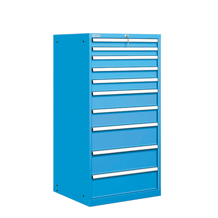 [021522] Cajonera metálica con 10 cajones - Dim.: 717x725x1450h mm - Azul ral 5012