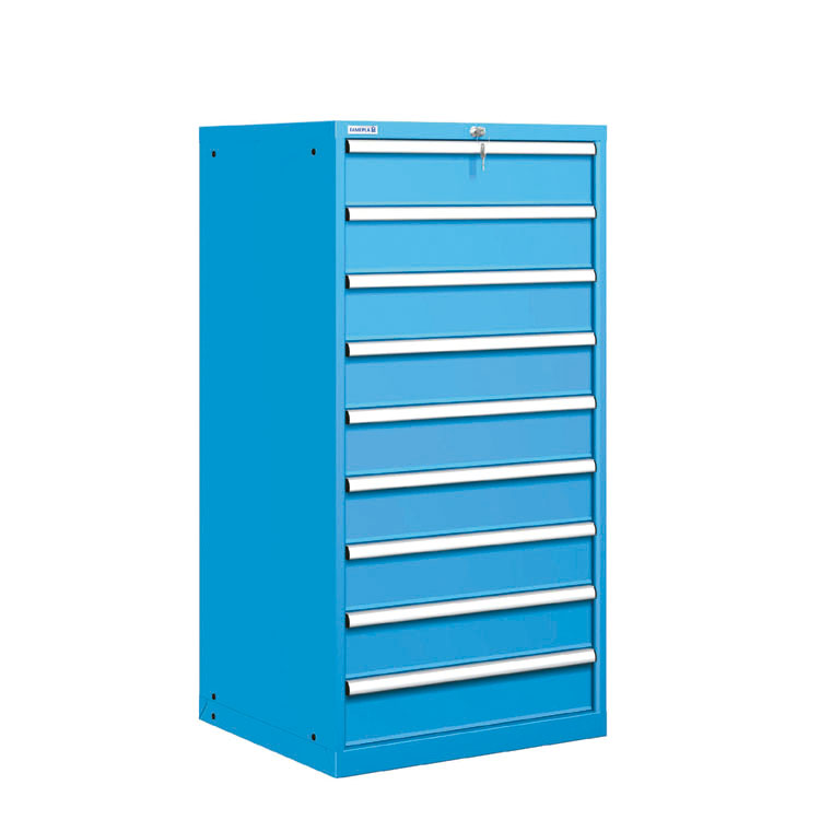 [021539] Cajonera metálica con 9 cajones - Dim.: 717x725x1450h mm - Azul ral 5012