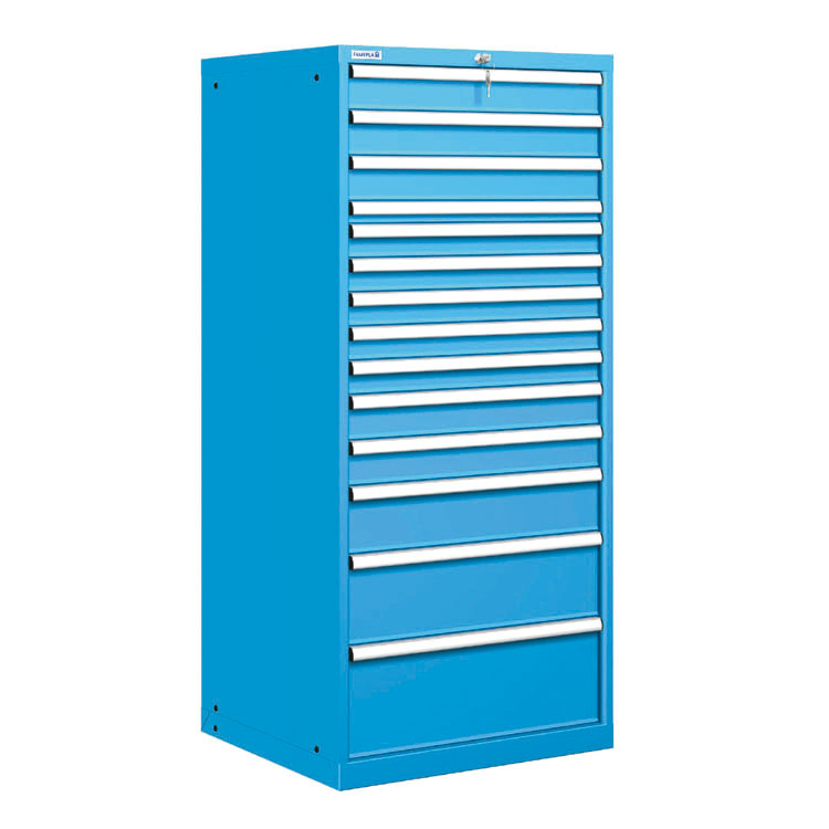 [021552] Cajonera metálica con 14 cajones - Dim.: 717x725x1625h mm - Azul ral 5012