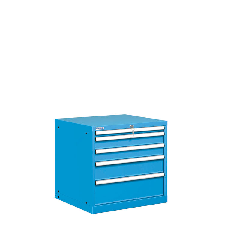 [021554] Cajonera metálica con 5 cajones - Dim.: 717x725x700h mm - Azul ral 5012