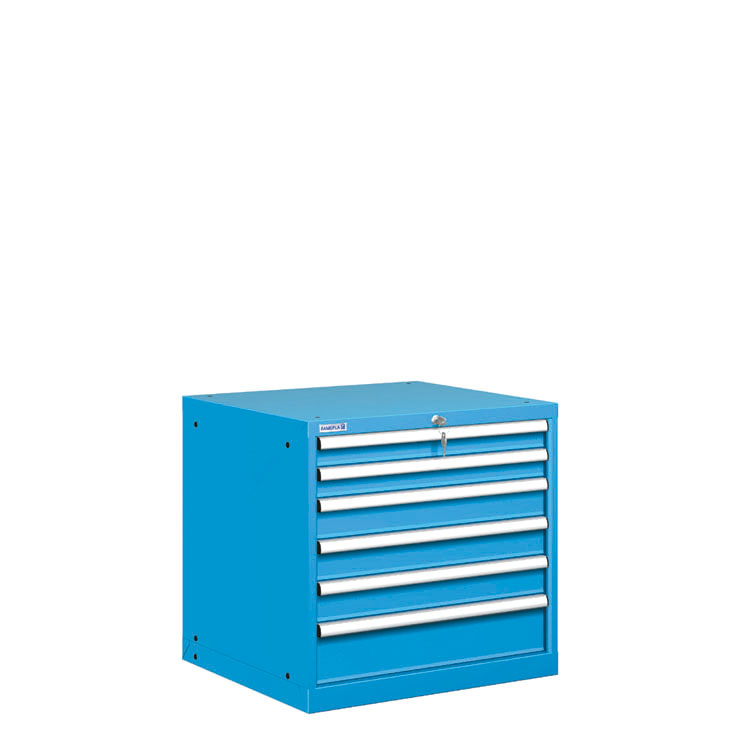 [021562] Cajonera metálica con 6 cajones - Dim.: 717x725x700h mm - Azul ral 5012