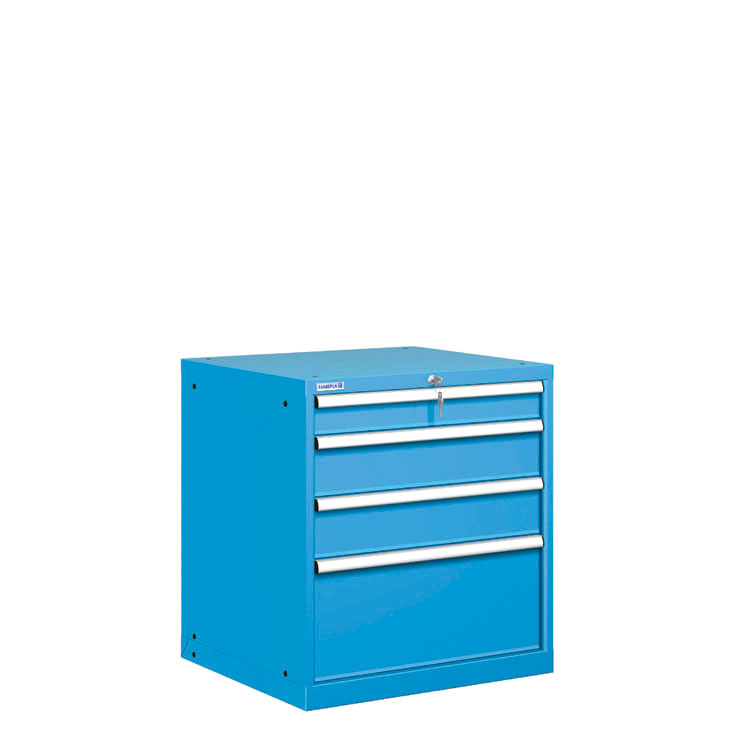 [021566] Cajonera metálica con 4 cajones - Dim.: 717x725x800h mm - Azul ral 5012