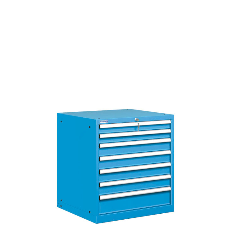 [021574] Cajonera metálica con 7 cajones - Dim.: 717x725x800h mm - Azul ral 5012