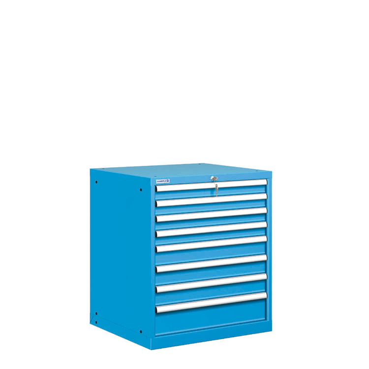 [021586] Cajonera metálica con 8 cajones - Dim.: 717x725x850h mm - Azul ral 5012