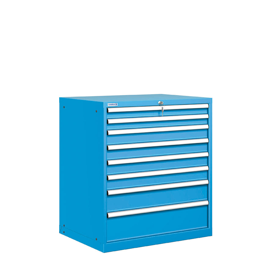 [021610] Cajonera metálica con 8 cajones - Dim.: 870x725x1000h mm - Azul ral 5012