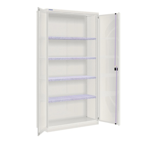 [022499] Armario metálico de puertas batientes con 4 estantes regulables - Dim.: 1026x400x2000h mm - Gris ral 7035