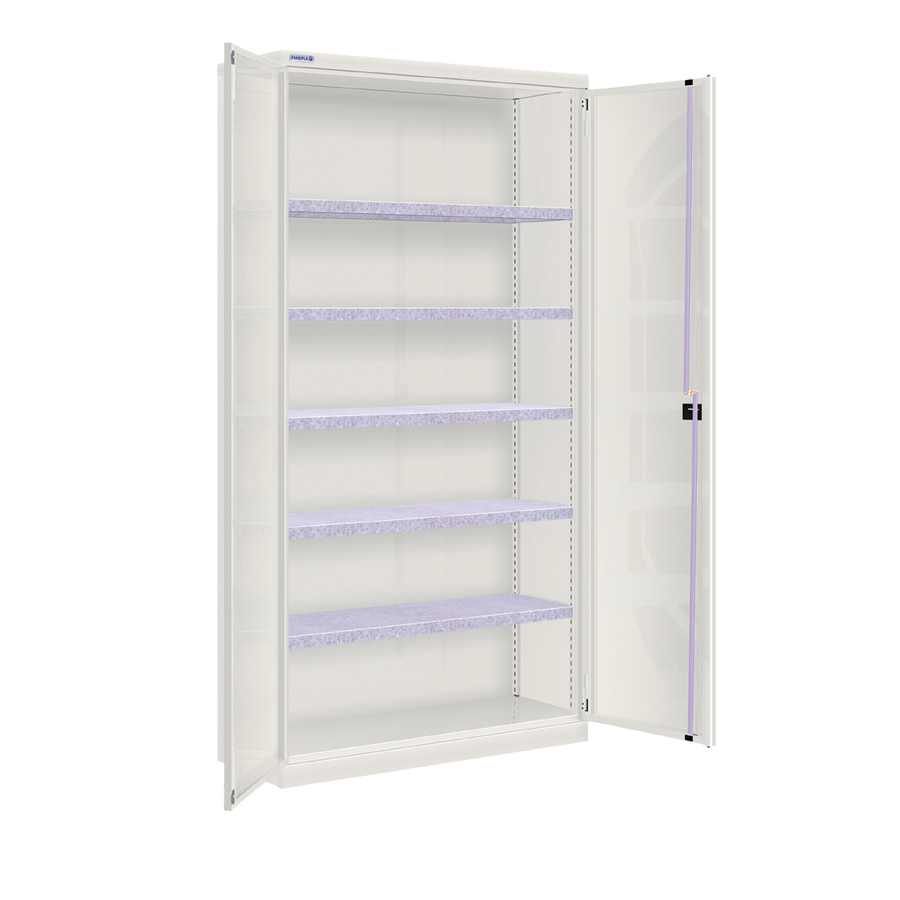 [022501] Armario metálico de puertas batientes con 5 estantes regulables - Dim.: 1026x400x2000h mm - Gris ral 7035