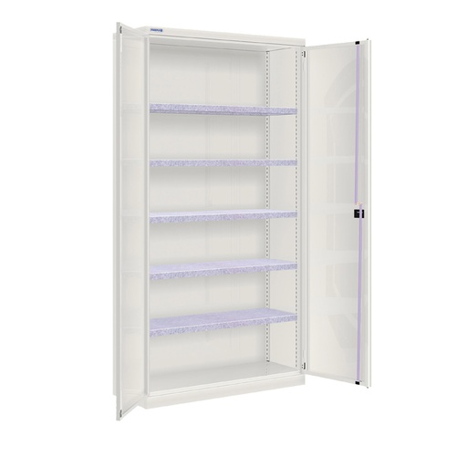 [022501] Armario metálico de puertas batientes con 5 estantes regulables - Dim.: 1026x400x2000h mm - Gris ral 7035