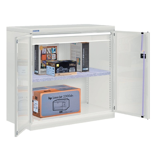 [022533] Armario metálico de puertas batientes con 1 estante y 1 cajón de extracción simple - Dim.: 1026x555x1000h mm - Gris ral 7035