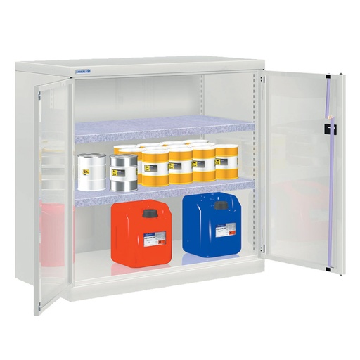 [022551] Armario metálico de puertas batientes con 2 estantes - Dim.: 1026x555x1000h mm - Gris ral 7035