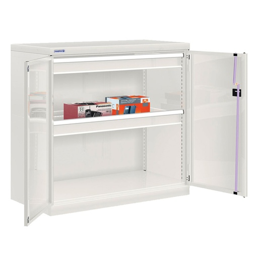 [022553] Armario metálico de puertas batientes con 2 cajones de extracción simple - Dim.: 1026x555x1000h mm - Gris ral 7035