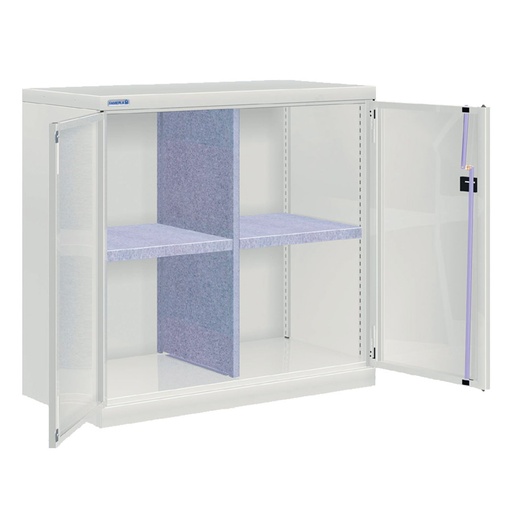 [022561] Armario metálico de puertas batientes con divisor y 2 estantes - Dim.: 1026x555x1000h mm - Gris ral 7035