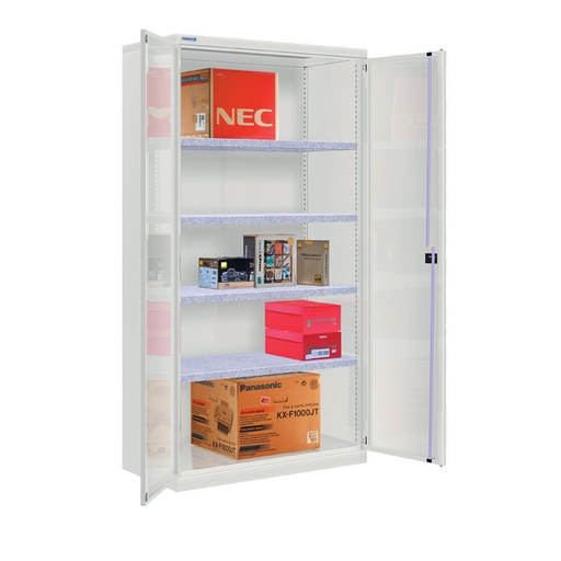 [022622] Armario metálico industrial con puertas, 4 estantes - Dim.: 1026x555x2000h mm - Gris ral 7035