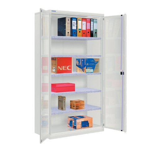 [022626] Armario metálico industrial con puertas, 5 estantes - Dim.: 1026x555x2000h mm - Gris ral 7035